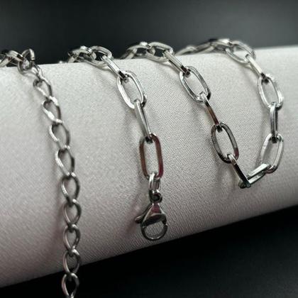 Imagem de Gargantilha Choker Elo Alongado 5 Mm Colar Prata Aço Inox