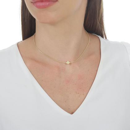 Imagem de Gargantilha Choker Trevo de 4 Folhas Pingente Banho Ouro 18k