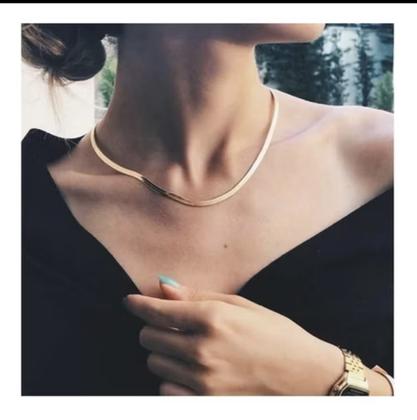 Imagem de Gargantilha Colar Choker Feminino Fita Laminada Dourado Folheado