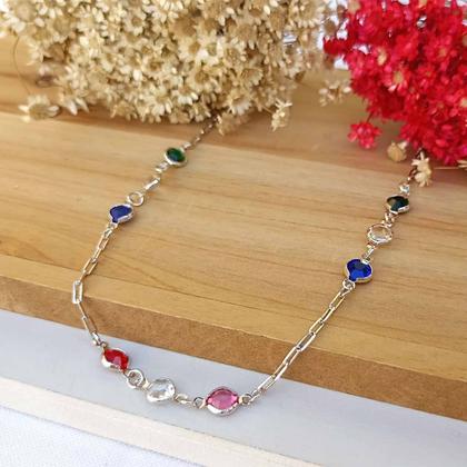 Imagem de Gargantilha com Cristais Coloridos em Ródio Branco Softjoias 