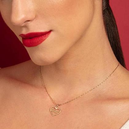 Imagem de Gargantilha Com Pingente Feminina Rommanel Com Escrita Família Banhada Ouro 18k