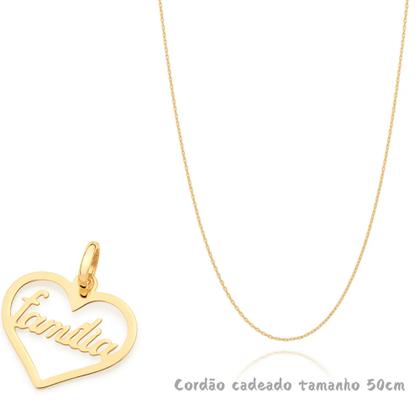 Imagem de Gargantilha Com Pingente Feminina Rommanel Com Escrita Família Banhada Ouro 18k