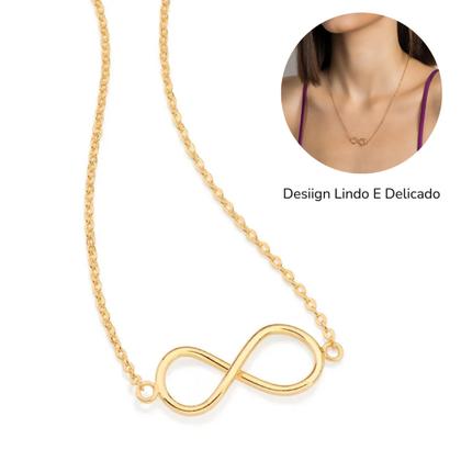 Imagem de Gargantilha Com Pingente Infinito Rommanel Banhado A Ouro 18k Presente Feminino Lindo