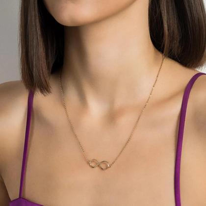 Imagem de Gargantilha Com Pingente Infinito Rommanel Banhado A Ouro 18k Presente Feminino Lindo