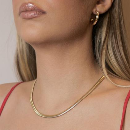 Imagem de Gargantilha Cordão Choker Fio Alemão Lindo PresenteMalha