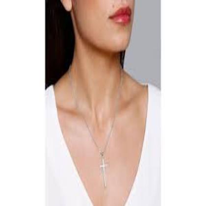 Imagem de Gargantilha crucifixo Prata 925 cravejado com micro zircônias ao redor colar cruz feminina