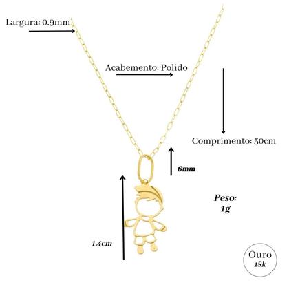 Imagem de Gargantilha De Ouro 18k 50cm Feminina Bailarina Com Pingente Menino