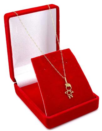 Imagem de Gargantilha De Ouro 18k 50cm Feminina Bailarina Com Pingente Menino