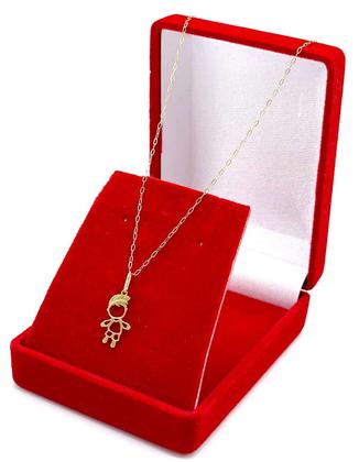 Imagem de Gargantilha De Ouro 18k 50cm Feminina Bailarina Com Pingente Menino