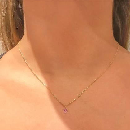 Imagem de Gargantilha de Ouro 18k Bailarina 45cm com Pingente Coração Zircônia Colar Cordão Corrente Feminina