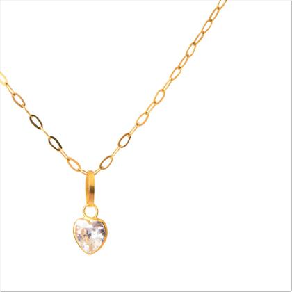 Imagem de Gargantilha Feminina Bailarina Ouro 18 K 750 40cm Pingente Coração incolor