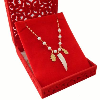 Imagem de Gargantilha Feminina em Ouro 18k Com Pérolas e Madrepérola