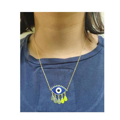 Imagem de Gargantilha Folheada a Ouro Pingente Olho Grego Gd. 45cm