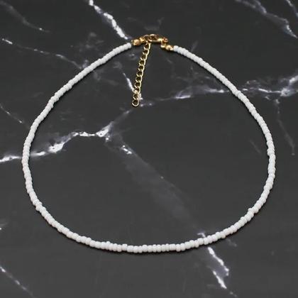 Imagem de Gargantilha missangas Branco, colar moda verão, bijuteria praia, chocker micanças brancas, gargantil