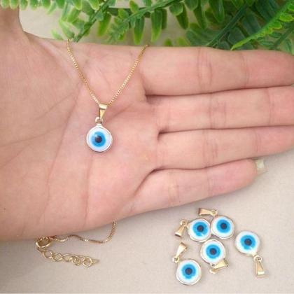 Imagem de Gargantilha Olho Grego Banhado A Ouro