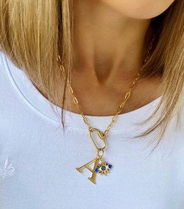 Imagem de Gargantilha Olho Grego Com Resina Color Folheada A Ouro