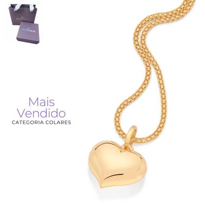 Imagem de Gargantilha Rommanel Com Pingente Coração Abaulado Banhado Ouro 18k Presente Feminino