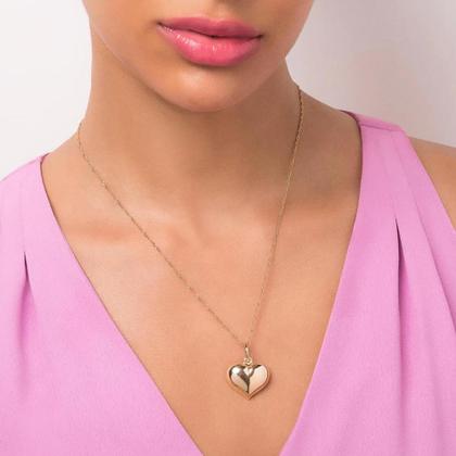 Imagem de Gargantilha Rommanel Com Pingente Coração Abaulado Banhado Ouro 18k Presente Feminino