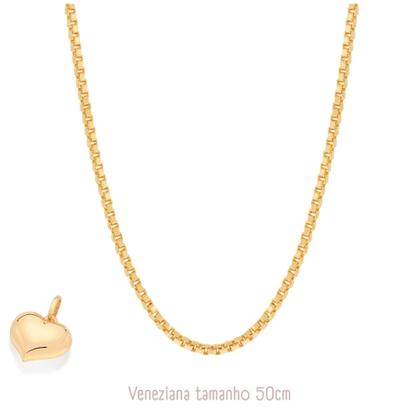 Imagem de Gargantilha Rommanel Com Pingente Coração Abaulado Banhado Ouro 18k Presente Feminino