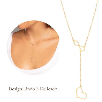 Imagem de Gargantilha Rommanel Com Pingentes Infinito Amor Banhado A Ouro 18k 532068