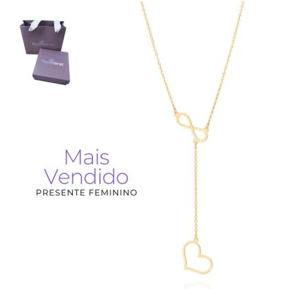 Imagem de Gargantilha Rommanel Com Pingentes Infinito Amor Banhado A Ouro 18k 532068