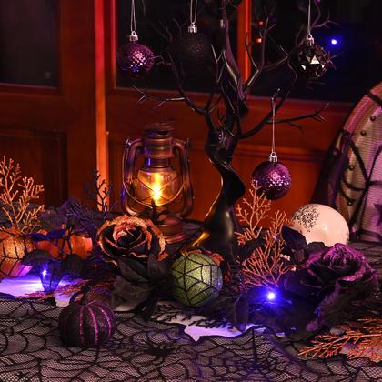 Imagem de Garland Valery Madelyn Halloween com luzes de 1,8 m com rosas e folhas