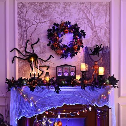 Imagem de Garland Valery Madelyn Halloween com luzes de 1,8 m com rosas e folhas