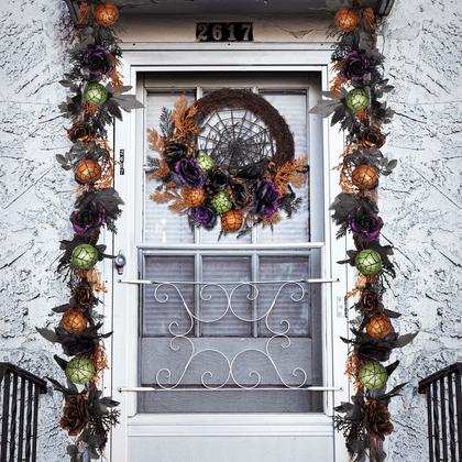 Imagem de Garland Valery Madelyn Halloween com luzes de 1,8 m com rosas e folhas