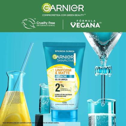 Imagem de Garnier Skin Uniform & Matte Antiacne Gel de Limpeza Facial - 150g