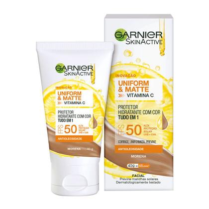 Imagem de Garnier Skin Uniform & Matte Vitamina C Kit  Sérum Facial + Gel de Limpeza + Protetor Solar FPS50 cor Morena
