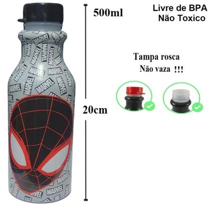 Imagem de Garrafa 500ml Homem Aranha e Brinquedo Infantil Carrinho 