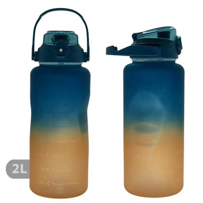 Imagem de Garrafa Agua 2 Litros Motivacional Com Horários e Frases e Canudo Rebatível