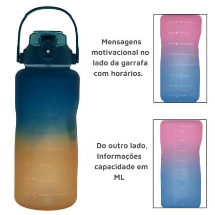 Imagem de Garrafa Agua 2 Litros Motivacional Com Horários e Frases e Canudo Rebatível