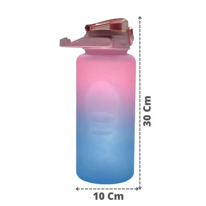 Imagem de Garrafa Agua 2 Litros Motivacional Com Horários e Frases e Canudo Rebatível