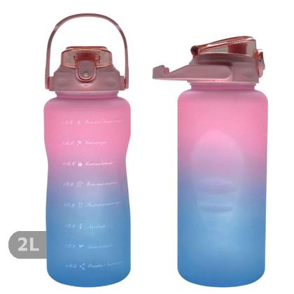 Imagem de Garrafa Agua 2 Litros Motivacional Com Horários e Frases e Canudo Rebatível