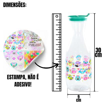 Imagem de Garrafa Água De Plastico Cozinha Jarra Suco Com Tampa Trava Colorida Estampada Variadas 1600ml Wincy