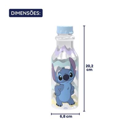 Imagem de Garrafa Água Infantil Stitch Escolar Lembrancinha Academia Garrafinha Squeeze Retrô 500ml Disneyv