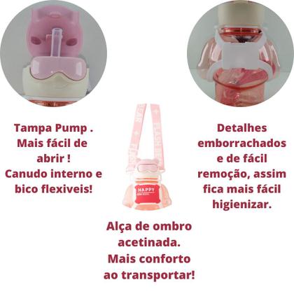 Imagem de Garrafa Água Urso Transparente Canudo Infantil Squeeze 800ml