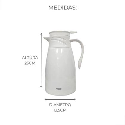 Imagem de Garrafa Bule Térmica Café Chá 1 Litro Mood Nobre Branco