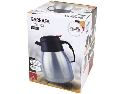 Imagem de Garrafa Bule Térmico 1 Litro Café Chá Quente Frio Parede Dupla Aço Inox Com Bico Antigotas