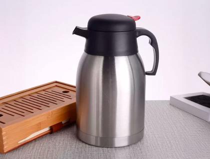 Imagem de Garrafa Bule Térmico 1 Litro Café Chá Quente Frio Parede Dupla Aço Inox Com Bico Antigotas