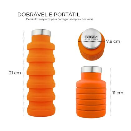 Imagem de Garrafa Dagg Eco Retrátil Silicone Dobrável 500ml Mini Squeeze Garrafinha Escola Merendeira Lanche