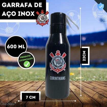 Imagem de Garrafa de Aço Inox Corinthians com Alça Timão Original Lançamento - Mileno