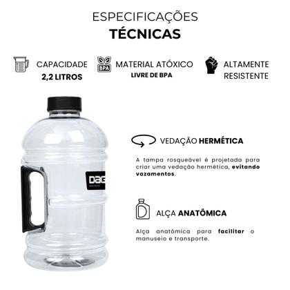 Imagem de Garrafa De Água 2 Litros Squeeze Galão Academia Musculação Treino Alça Antivazamento Personalizado