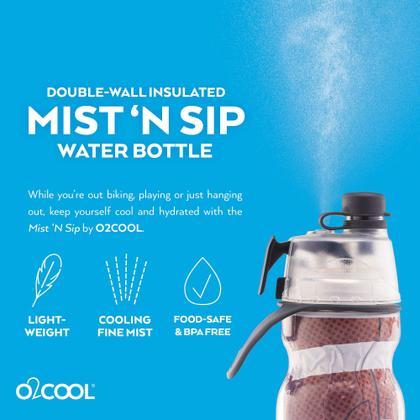 Imagem de Garrafa de água de nebulização O2COOL Mist 'N Sip 600mL Football Design