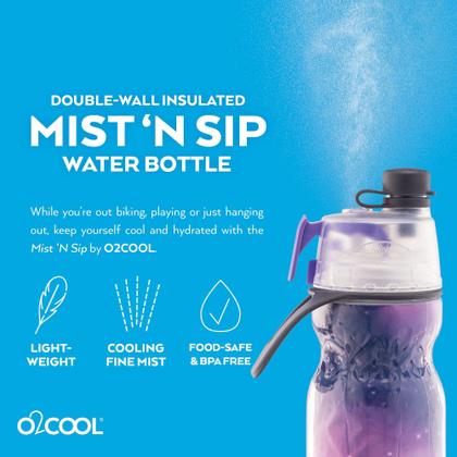 Imagem de Garrafa de água de nebulização O2COOL Mist 'N Sip 600mL reutilizável