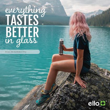 Imagem de Garrafa de Água de Vidro Ello Syndicate 600ml - Tampa Giratória Cinza