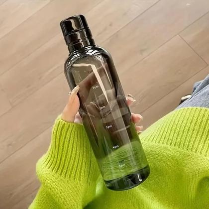 Imagem de Garrafa de Água Esportiva 500ml - Plástico Transparente, à Prova de Vazamentos com Marcador de Tempo