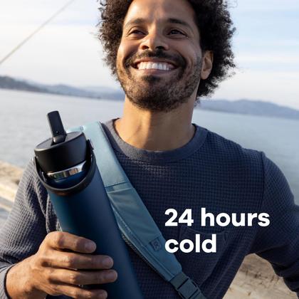 Imagem de Garrafa de água Hydro Flask de 1,2 L de boca larga com tampa de palha flexível