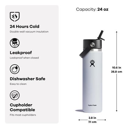 Imagem de Garrafa de água Hydro Flask Wide Flex Straw Cap 700mL preta